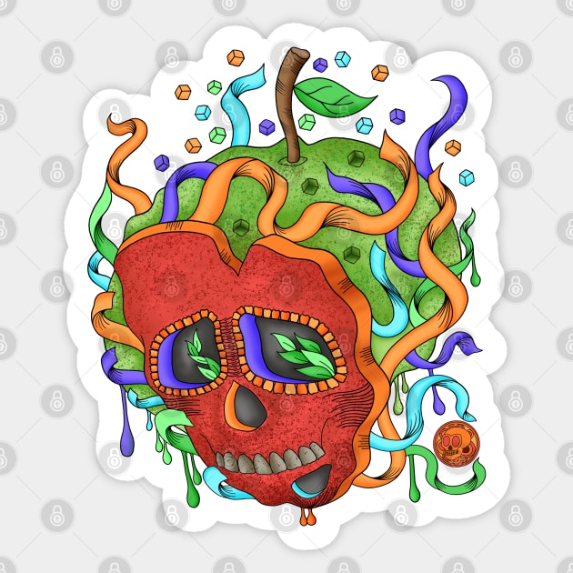 Poison Apple - Día De Los Muertos - Cute skull apple - Apple Lover Sticker by Scriptnbones